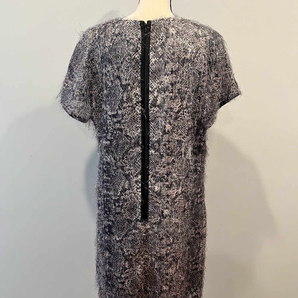Banana Republic Gray Snakeskin Print Eyelash Fringe Shift Dress - Picture 2 of 8